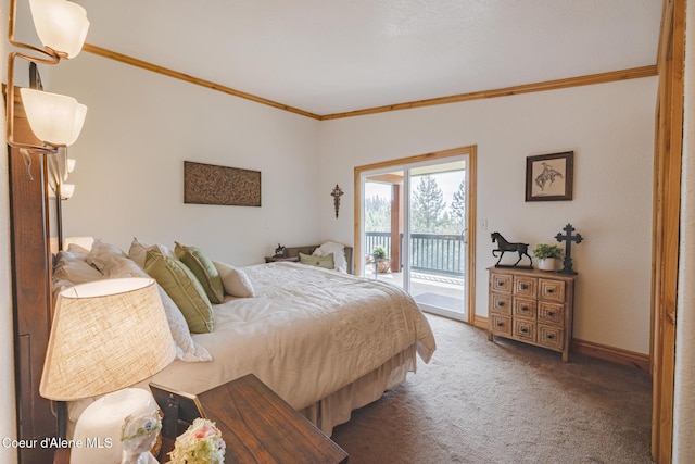15964 N Songbird Ln, Rathdrum, ID 83858 - bedroom with access to exterior, carpet floors, and ornamental molding