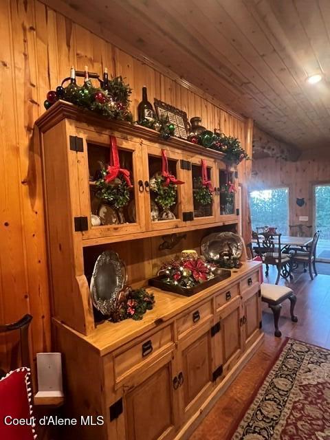 15964 N Songbird Ln, Rathdrum, ID 83858 - wine cellar featuring wood ceiling, wood finished floors, and wood walls