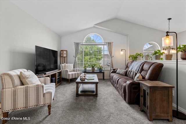 2574 W Sarge Ct, Coeur Dalene, ID 83815 - carpeted living room with vaulted ceiling