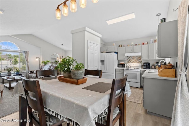 2574 W Sarge Ct, Coeur Dalene, ID 83815 - dining room featuring light wood-style flooring and lofted ceiling