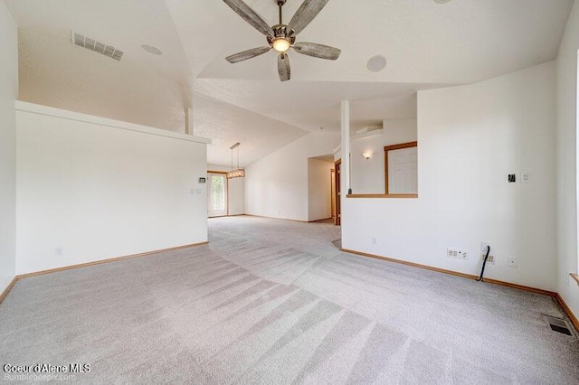 1555 W Benjamin Ave, Coeur Dalene, ID 83815 - empty room with light colored carpet, vaulted ceiling, and a ceiling fan
