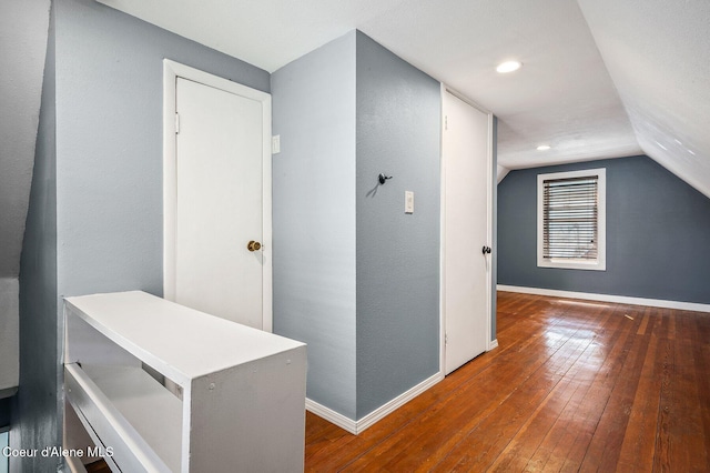 1412/1414 N 13th St, Coeur Dalene, ID 83814 - hall featuring vaulted ceiling, wood-type flooring, and recessed lighting