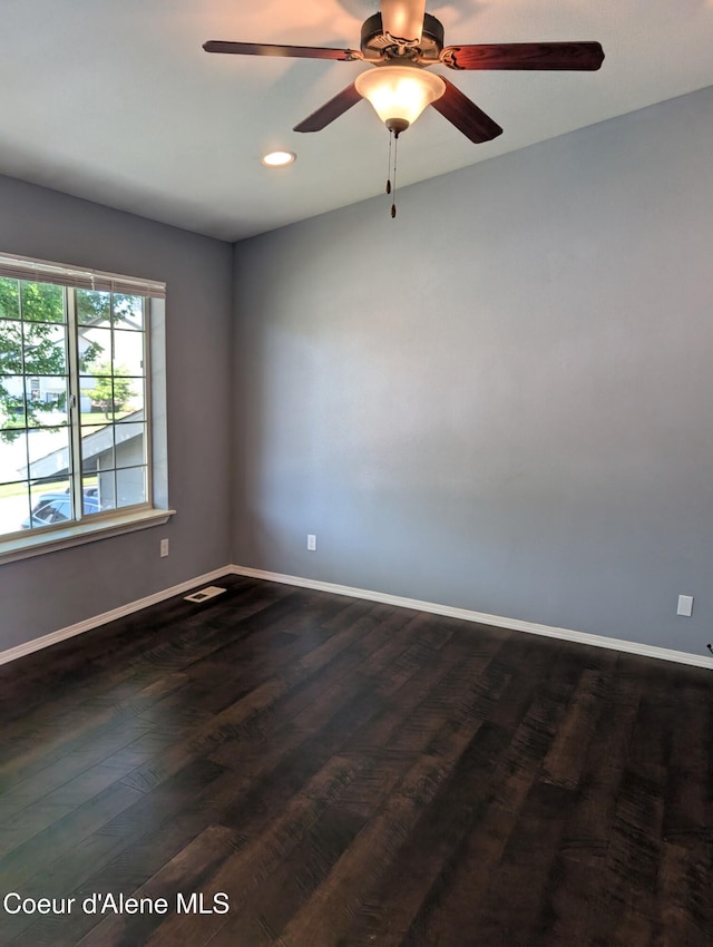 902 E Glacier Peak Dr, Post Falls, ID 83854 - empty room with recessed lighting, dark wood-style flooring, baseboards, and a ceiling fan