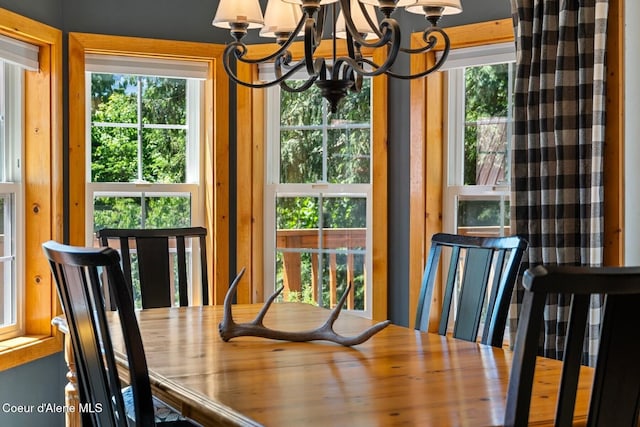 343 W Spring Creek Rd, Hope, ID 83836 - dining area featuring a chandelier