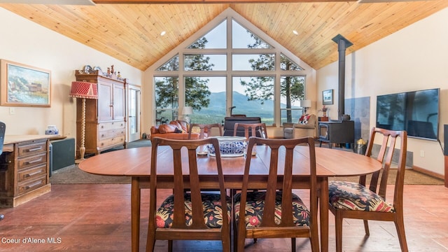 75 Windy Ln, Moyie Springs, ID 83845 - dining room with high vaulted ceiling and wood ceiling