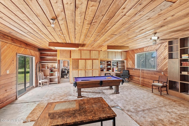 26277 N Chevrolane Way, Rathdrum, ID 83858 - playroom with wood ceiling, wooden walls, and pool table