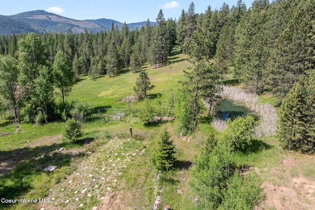 26277 N Chevrolane Way, Rathdrum, ID 83858 - drone / aerial view of a mountain backdrop and a heavily wooded area
