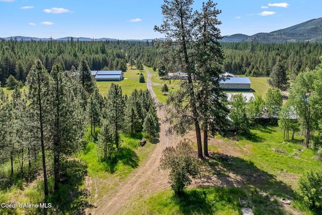 26277 N Chevrolane Way, Rathdrum, ID 83858 - view from above of property with a forest and a mountainous background
