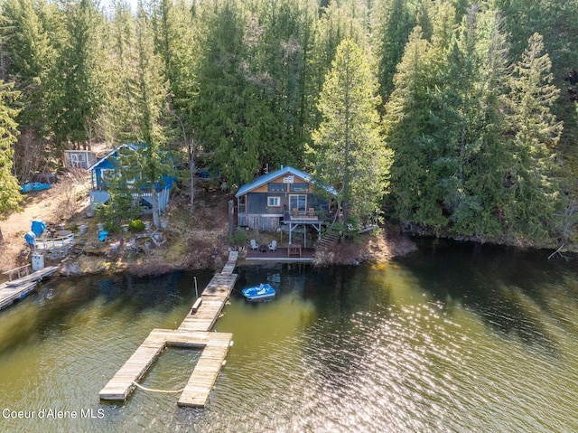 7771 W Channel Ln, Rathdrum, ID 83858 - dock area with a forest view and a deck with water view