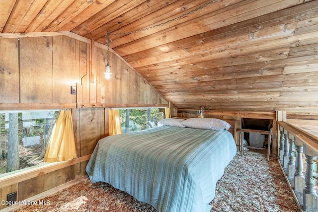 7771 W Channel Ln, Rathdrum, ID 83858 - bedroom with vaulted ceiling, wooden ceiling, and wooden walls