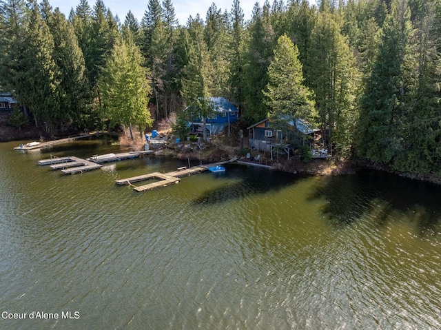 7771 W Channel Ln, Rathdrum, ID 83858 - dock area with a water view and a view of trees