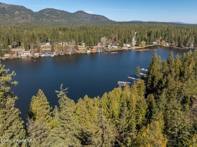 7771 W Channel Ln, Rathdrum, ID 83858 - water view featuring a heavily wooded area and a mountainous background
