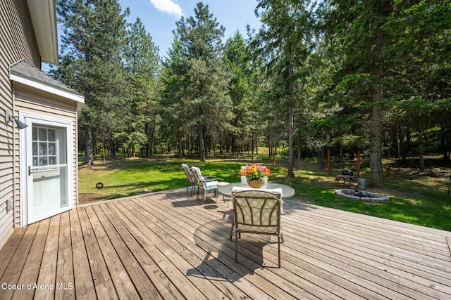 23216 E Morris Rd, Newman Lake, WA 99025 - wooden terrace with a yard and view of scattered trees
