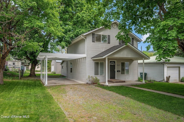 927 E Birch Ave, Coeur Dalene, ID 83814 - traditional-style home with a front yard, driveway, covered porch, and a carport