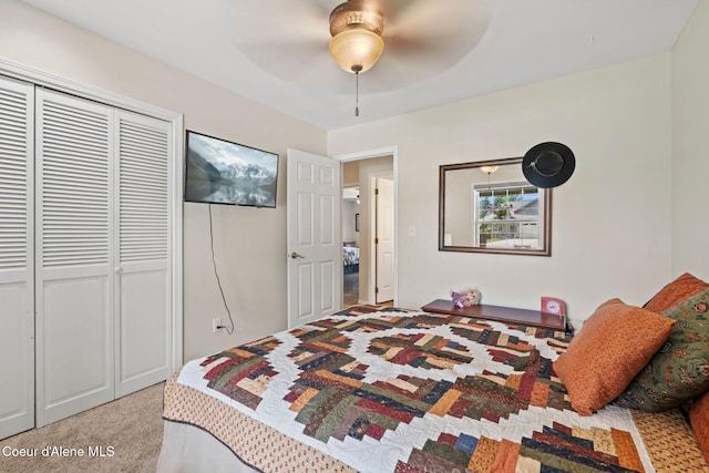 67 Spur Dr, Sandpoint, ID 83864 - carpeted bedroom with a closet and a ceiling fan