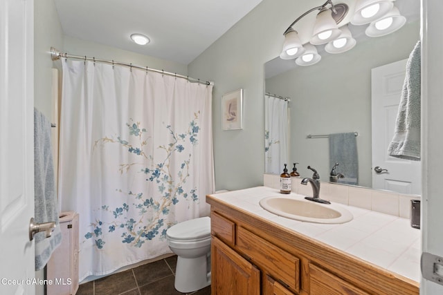 67 Spur Dr, Sandpoint, ID 83864 - bathroom with vanity, tile patterned floors, and a shower with curtain