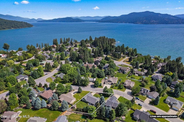 67 Spur Dr, Sandpoint, ID 83864 - view of property location featuring a water and mountain view and property boundaries highlighted
