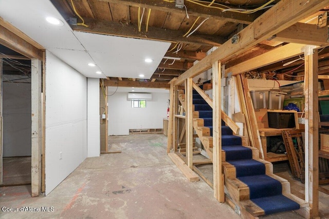 510 S 2nd St, Saint Maries, ID 83861 - basement featuring stairs and a wall mounted AC