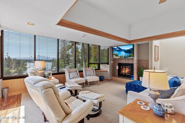 3574 E Tobler Rd # C16, Hayden, ID 83835 - carpeted living room with a fireplace