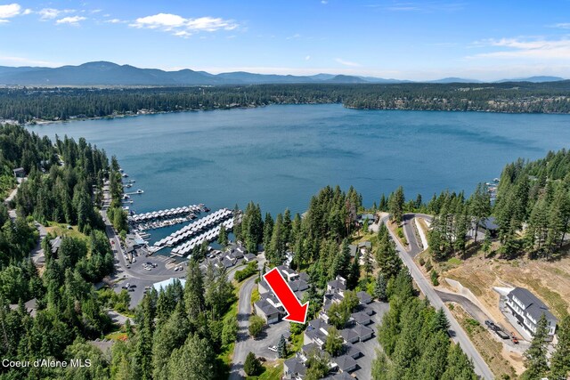 3574 E Tobler Rd # C16, Hayden, ID 83835 - aerial overview of property's location with a water and mountain view and a heavily wooded area