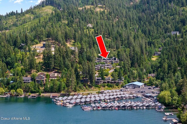 3574 E Tobler Rd # C16, Hayden, ID 83835 - aerial view of property and surrounding area featuring a forest and a nearby body of water