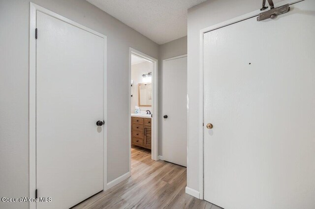112 Holiday Loop Unit 838, Blanchard, ID 83804 - corridor featuring light wood finished floors, a sink, and baseboards