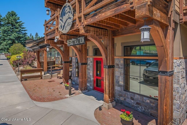 112 Holiday Loop Unit 838, Blanchard, ID 83804 - entrance to property with stone siding