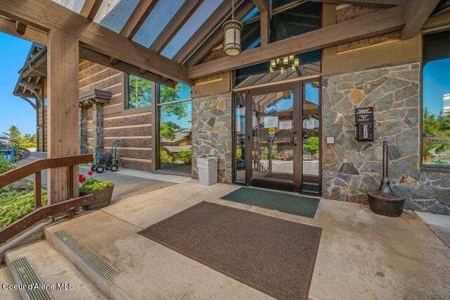 112 Holiday Loop Unit 838, Blanchard, ID 83804 - property entrance featuring stone siding
