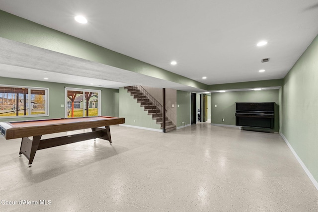 1364 C St, Plummer, ID 83851 - playroom featuring pool table, baseboards, speckled floor, and recessed lighting