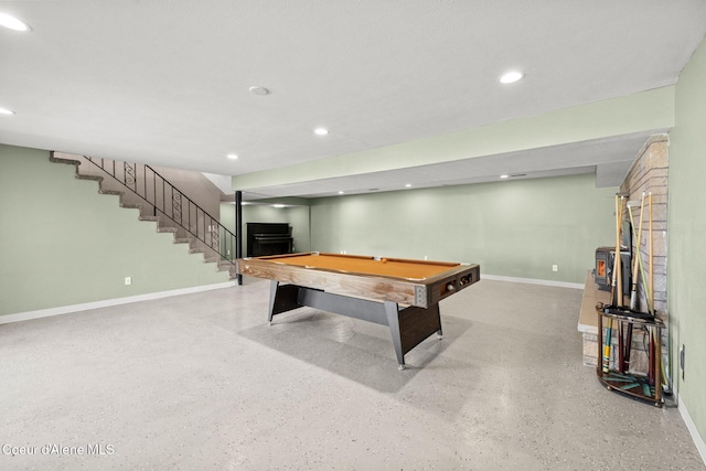1364 C St, Plummer, ID 83851 - playroom featuring baseboards, recessed lighting, speckled floor, and billiards table