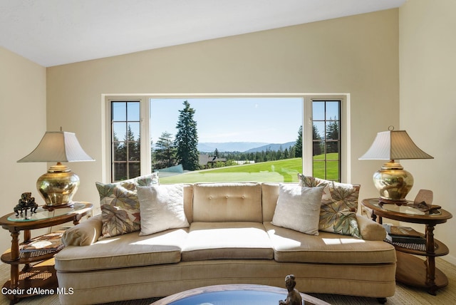 10851 W Pine St, Sandpoint, ID 83864 - living room with lofted ceiling, plenty of natural light, and a mountain view