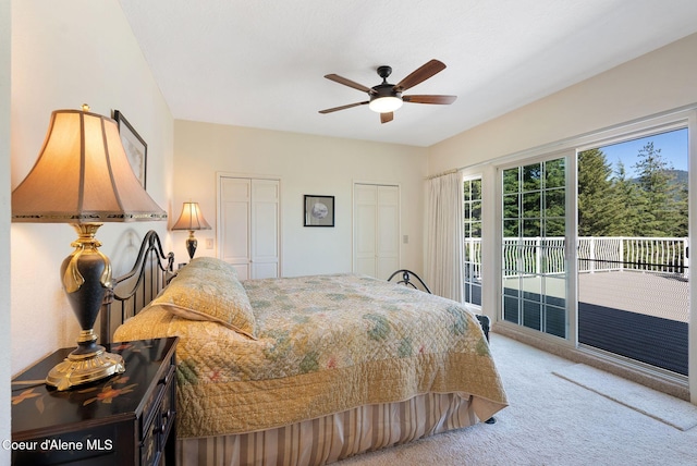 10851 W Pine St, Sandpoint, ID 83864 - carpeted bedroom with access to exterior and ceiling fan