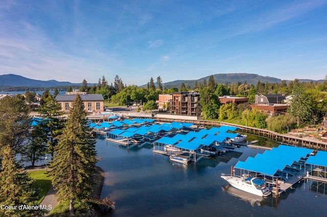 115 E Lake St Unit 203, Sandpoint, ID 83864 - view of pool with view of marina, a water and mountain view, and a boat dock