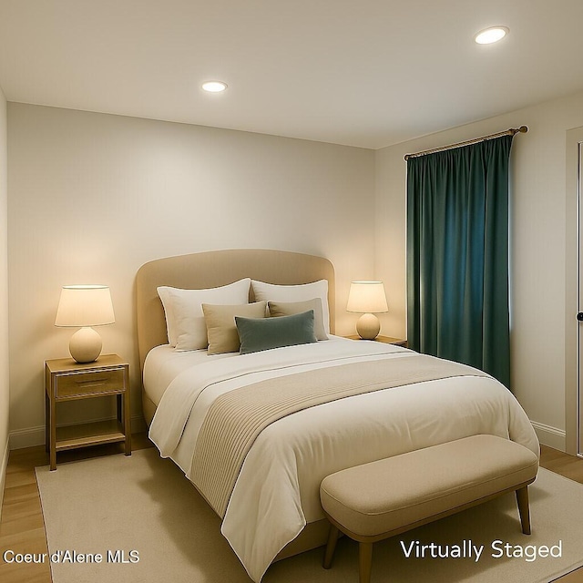 84 E Cabinet Wagon Rd, Clark Fork, ID 83811 - bedroom with light wood finished floors and recessed lighting