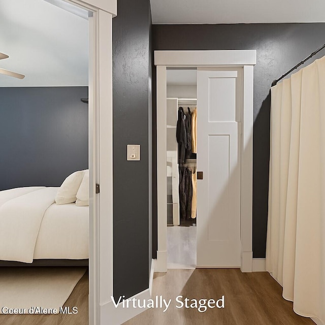 84 E Cabinet Wagon Rd, Clark Fork, ID 83811 - bedroom featuring wood finished floors and a closet