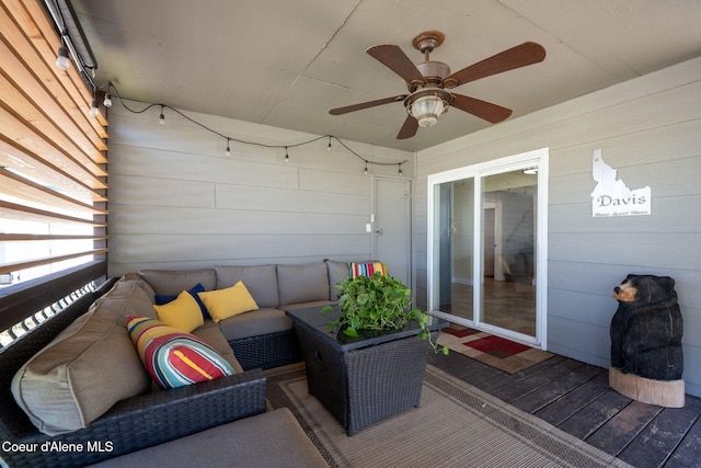 1215 N A St, Coeur Dalene, ID 83814 - deck featuring an outdoor hangout area and ceiling fan