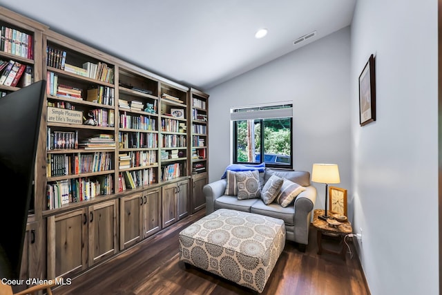 115 W Lakeview Blvd, Priest River, ID 83856 - living area with vaulted ceiling, dark wood-style flooring, and recessed lighting