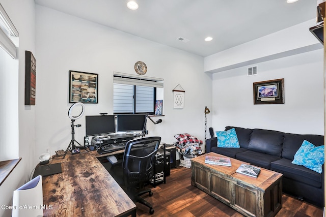 115 W Lakeview Blvd, Priest River, ID 83856 - office area featuring dark wood-style floors and recessed lighting