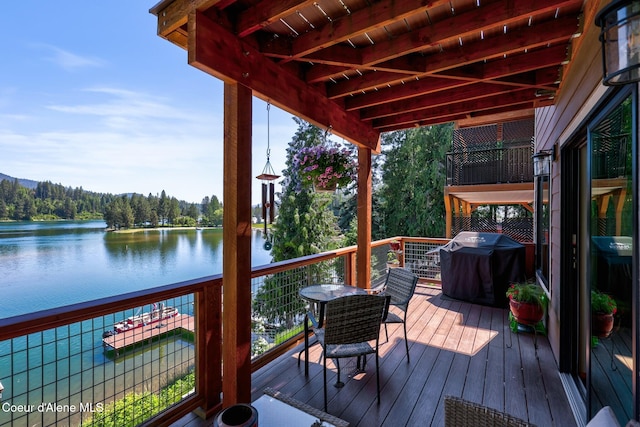 115 W Lakeview Blvd, Priest River, ID 83856 - wooden terrace featuring a grill and a water view