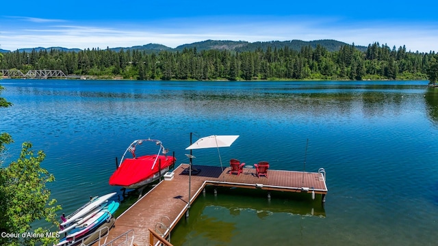 115 W Lakeview Blvd, Priest River, ID 83856 - dock area featuring a view of trees and a water and mountain view