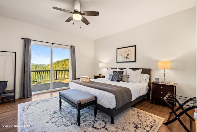 3889 E Avery Ln, Coeur Dalene, ID 83814 - bedroom with access to outside, wood finished floors, and a ceiling fan
