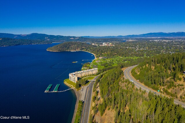 3889 E Avery Ln, Coeur Dalene, ID 83814 - drone / aerial view of a water and mountain view and a heavily wooded area