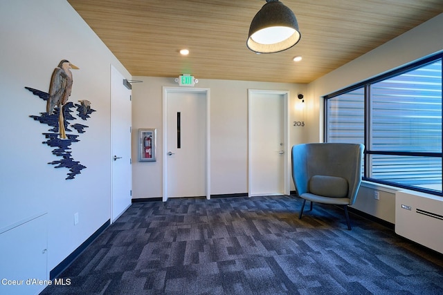 503 Cedar St # 203, Sandpoint, ID 83864 - living area with carpet, wooden ceiling, and recessed lighting