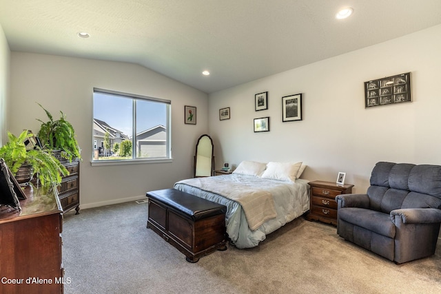 22830 E Bailey Ct, Liberty Lake, WA 99019 - bedroom featuring carpet flooring, lofted ceiling, and recessed lighting