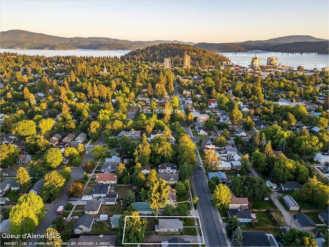 928 N 7th St, Coeur Dalene, ID 83814 - aerial view at dusk of a water and mountain view and a residential view