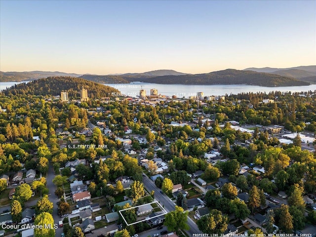 928 N 7th St, Coeur Dalene, ID 83814 - aerial view of property's location featuring a water and mountain view