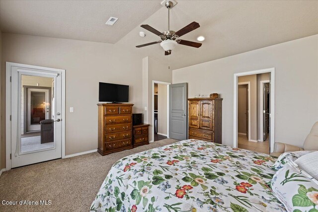 3265 E Galway Cir, Post Falls, ID 83854 - carpeted bedroom with vaulted ceiling and a ceiling fan