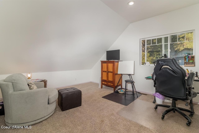 6531 Tannenbaum Cir, Bonners Ferry, ID 83805 - carpeted office space with vaulted ceiling and recessed lighting