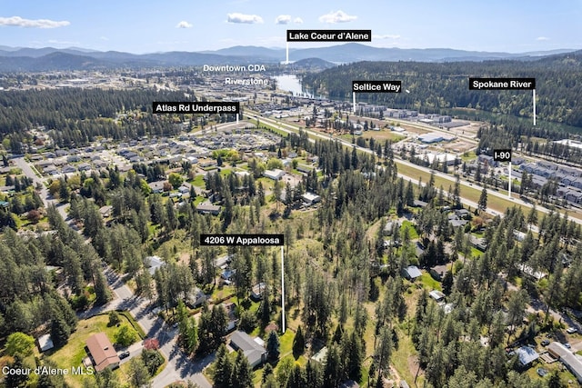 4206 W Appaloosa Rd, Coeur Dalene, ID 83815 - aerial view of property and surrounding area featuring a mountainous background