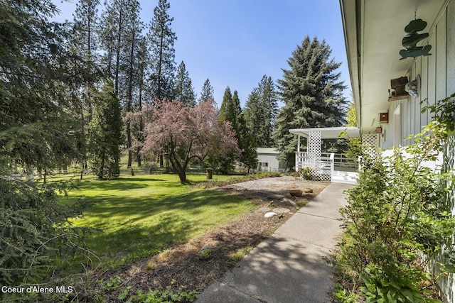 4206 W Appaloosa Rd, Coeur Dalene, ID 83815 - view of yard with covered porch and view of scattered trees